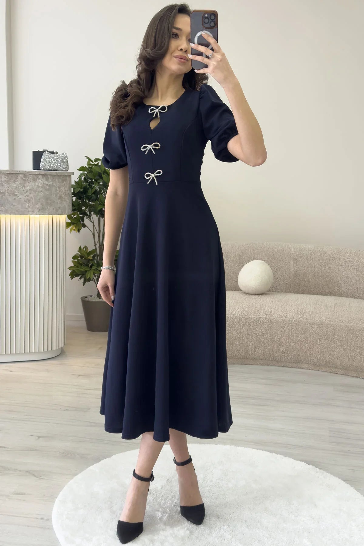 Navy Blue Midi Dress