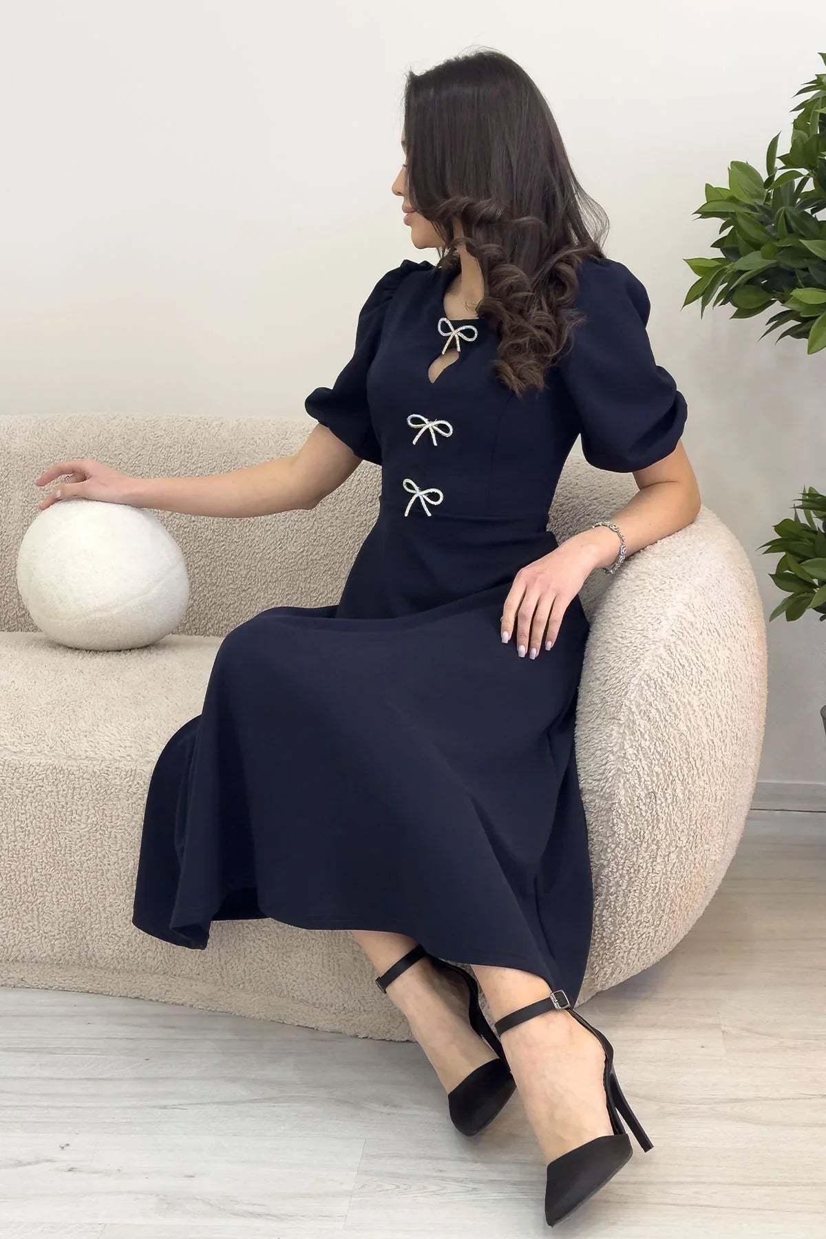 Navy Blue Midi Dress