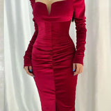 Red Mini Velvet Pencil Dress