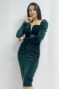 Emerald Green Short Velvet Pencil Dress