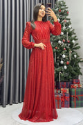 Rotes Pailletten-Maxi-Abendkleid