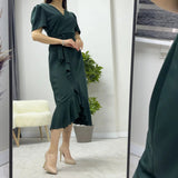 Green Crepe Midi Dress