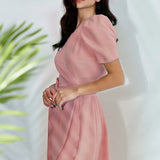 Powder Pink Crepe Midi Dress